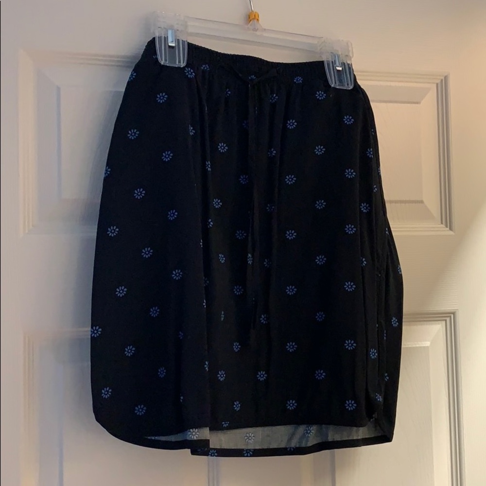 Black and blue flowered draw string skirt